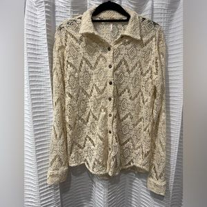 Free People Lace Button Up
